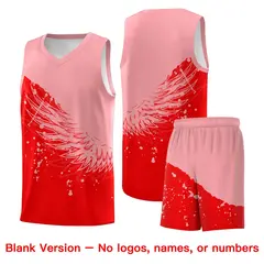 Light Red Light Pink Wing Pattern Basketball Jersey 7