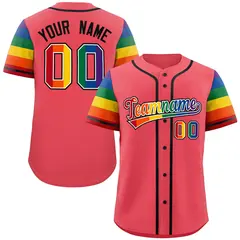 Light Red Rainbow Pride Month Raglan Sleeves Baseball Jersey