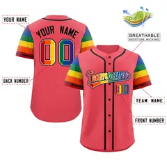 Light Red Rainbow Pride Month Raglan Sleeves Baseball Jersey 2