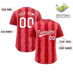 Light Red Red Blade Pattern Raglan Baseball Jersey 2
