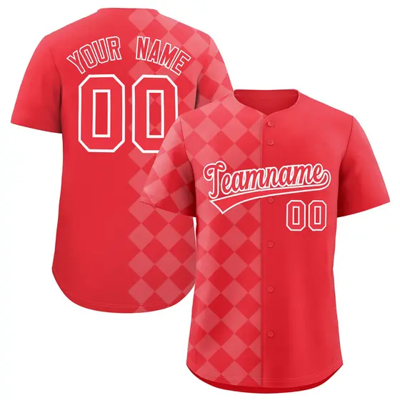 Light Red Rhombus Design Authentic Baseball Jersey