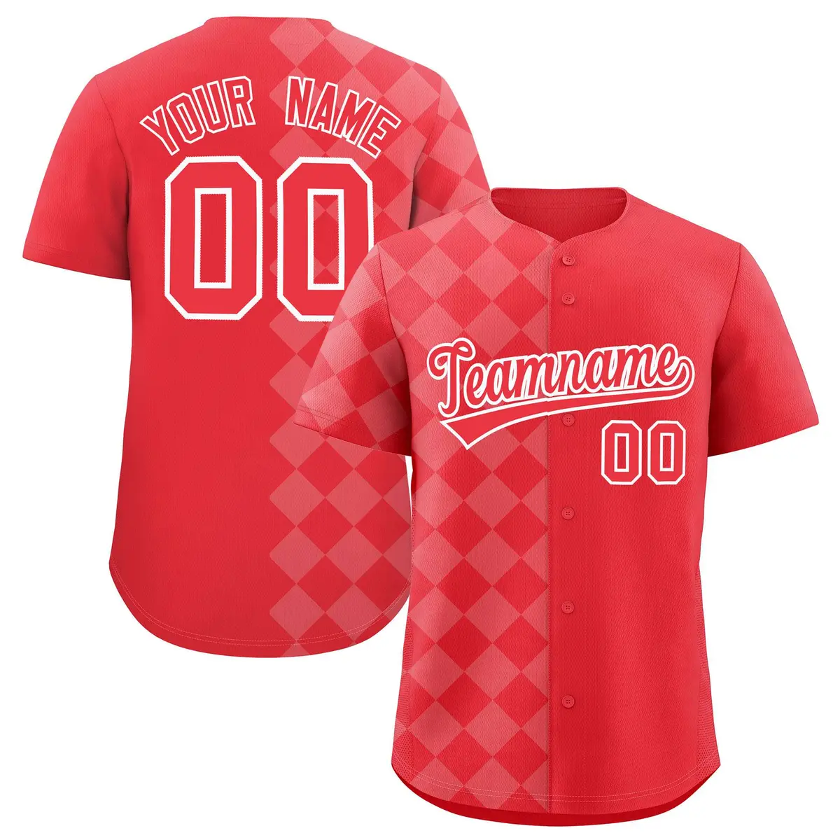 Light Red Rhombus Design Authentic Baseball Jersey