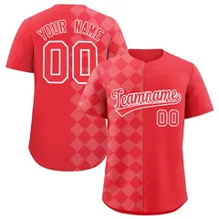 Light Red Rhombus Design Authentic Baseball Jersey