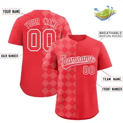 Light Red Rhombus Design Authentic Baseball Jersey 2