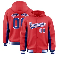 Light Red Royal Color Block Varsity Letterman Jacket Hoodie 1