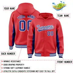 Light Red Royal Color Block Varsity Letterman Jacket Hoodie 4