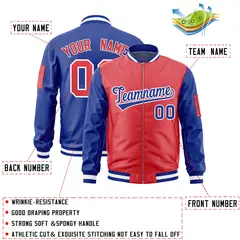 Light Red Royal Two-Tone Varsity Letterman Bomber Jacket 2