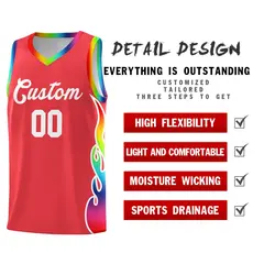 Light Red Side Flame Basketball Jersey for Teams 2