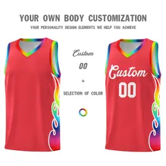 Light Red Side Flame Basketball Jersey for Teams 3