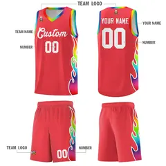 Light Red Side Flame Basketball Jersey for Teams 5