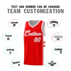 Light Red White Color Block Varsity Basketball Jersey 4