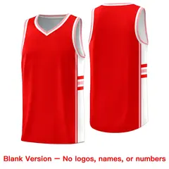 Light Red White Color Block Varsity Basketball Jersey 6