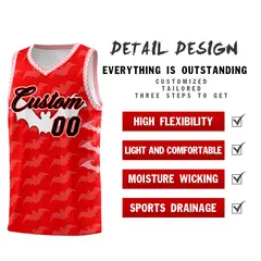 Light Red White Halloween Bat Pattern Basketball Jersey 2