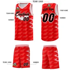 Light Red White Halloween Bat Pattern Basketball Jersey 5