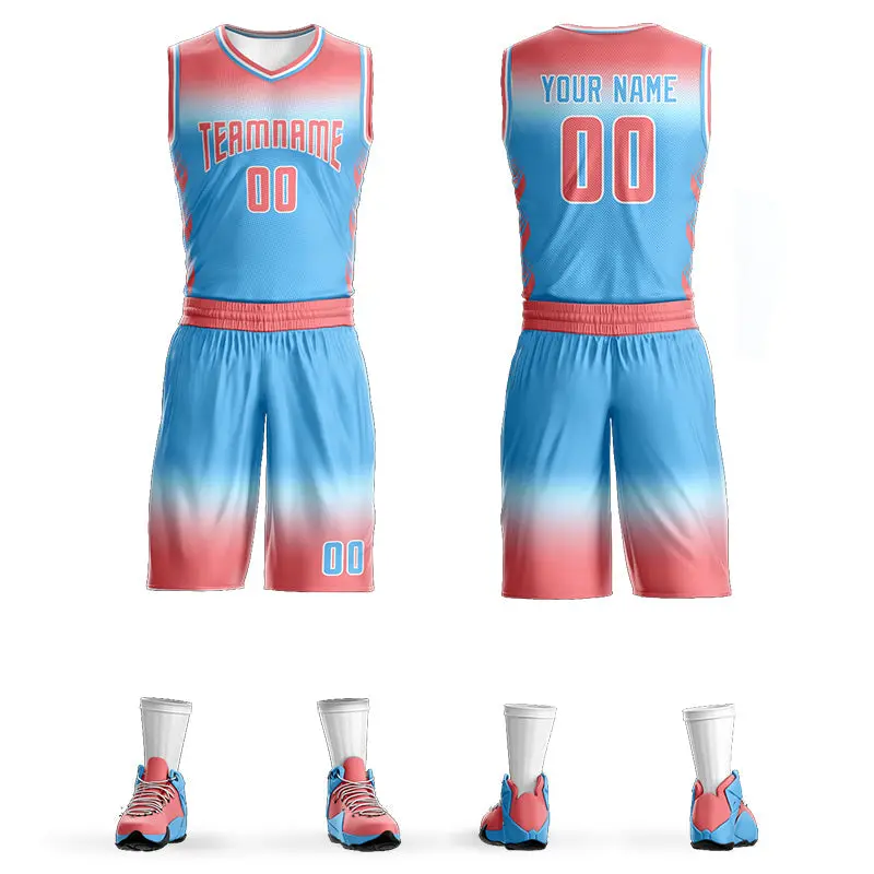 Light Red White Light Red-White Gradient Basketball Jersey