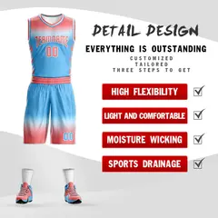 Light Red White Light Red-White Gradient Basketball Jersey 2