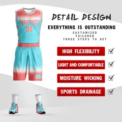 Light Red White Light Red-White Gradient Basketball Jersey 2