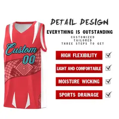 Light Red White Snake Scale Venomous Fang Graffiti Basketball Jersey 2