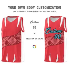 Light Red White Snake Scale Venomous Fang Graffiti Basketball Jersey 3