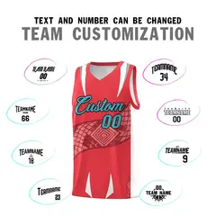 Light Red White Snake Scale Venomous Fang Graffiti Basketball Jersey 4