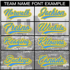 Los Angeles Skyline Baseball Jersey White Powder Blue-Yellow 3