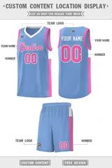 Lt Blue Pink White Two-Tone Side Classic Basketball Jersey 2