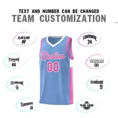 Lt Blue Pink White Two-Tone Side Classic Basketball Jersey 4