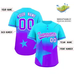 Lt Blue Purple Gradient Star Graffiti Baseball Jersey 2