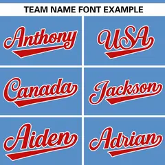 Lt Blue Red Thick Stripe Authentic Baseball Jersey 3