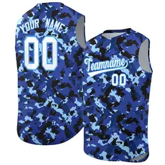 Lt Blue Royal-White Camo Sleeveless Baseball Jersey