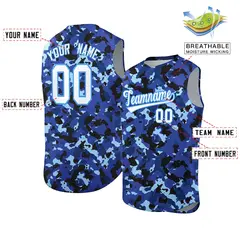 Lt Blue Royal-White Camo Sleeveless Baseball Jersey 2