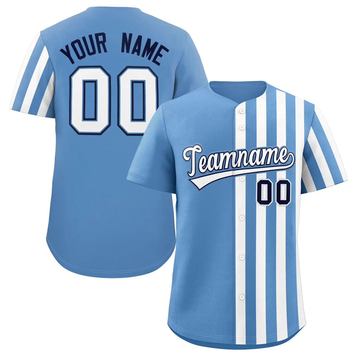 Lt Blue White Thick Stripe Authentic Baseball Jersey