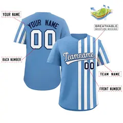 Lt Blue White Thick Stripe Authentic Baseball Jersey 2