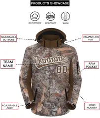 Lt Brown White Graffiti Pattern Hooded Waterproof Jacket 2