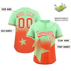 Lt Green Orange Gradient Star Graffiti Baseball Jersey 2