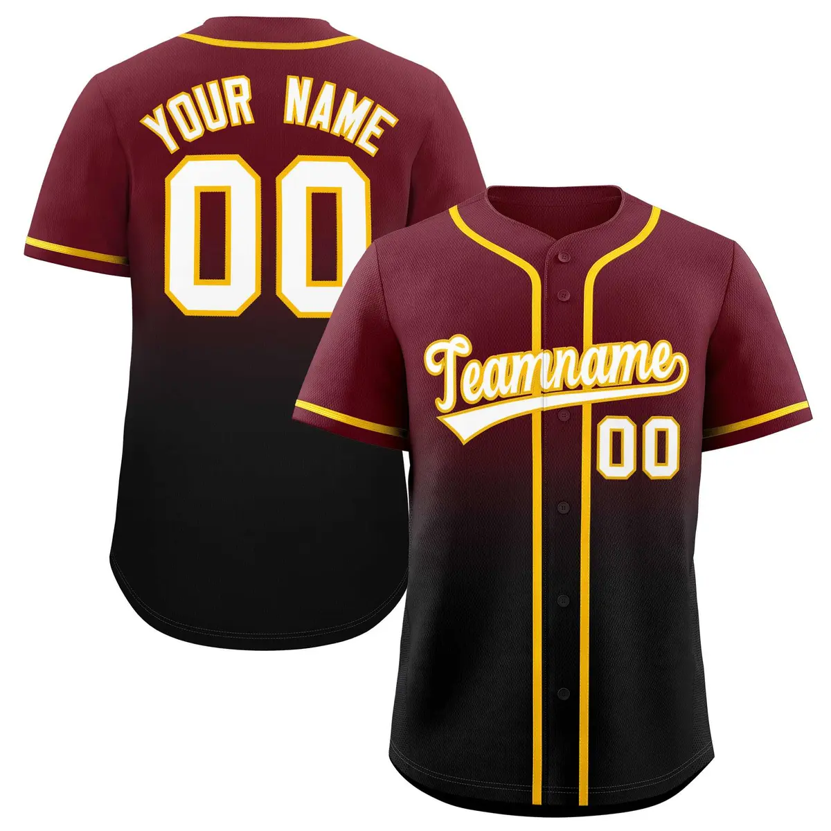 Maroon Black Gradient Fashion Baseball Jersey