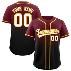 Maroon Black Gradient Fashion Baseball Jersey