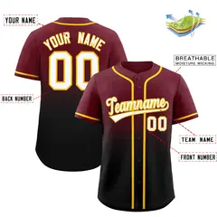 Maroon Black Gradient Fashion Baseball Jersey 2