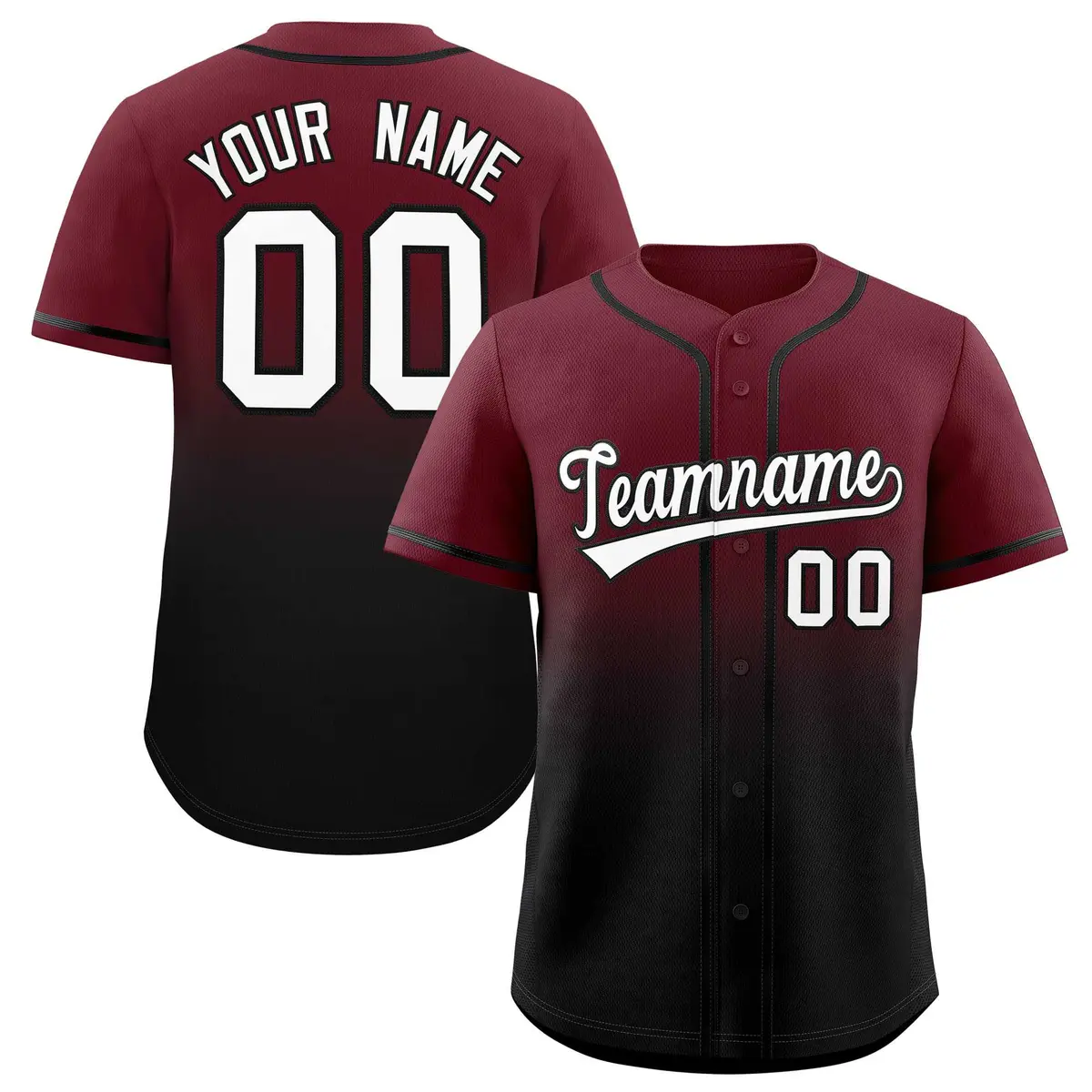 Maroon Black Gradient Fashion Baseball Jersey
