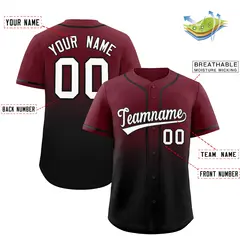 Maroon Black Gradient Fashion Baseball Jersey 2