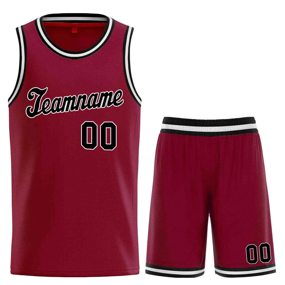 Maroon Black-White Classic Basketball Uniform Jersey