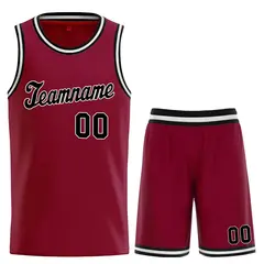 Maroon Black-White Classic Basketball Uniform Jersey