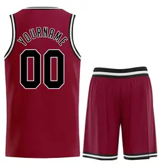 Maroon Black-White Classic Basketball Uniform Jersey 2