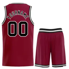 Maroon Black White Classic Curved Basketball Jersey 2