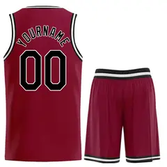 Maroon Black-White Heal Classic Sets Basketball Jersey 2
