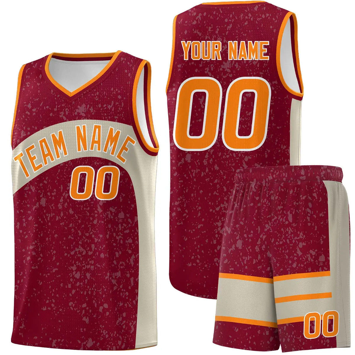 Maroon Brazilian Sand Dot Graffiti Irregular Pattern Basketball Jersey