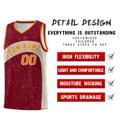 Maroon Brazilian Sand Dot Graffiti Irregular Pattern Basketball Jersey 2
