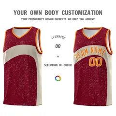 Maroon Brazilian Sand Dot Graffiti Irregular Pattern Basketball Jersey 3