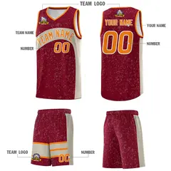 Maroon Brazilian Sand Dot Graffiti Irregular Pattern Basketball Jersey 5