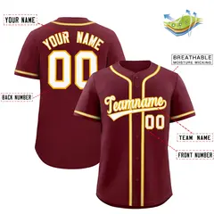 Maroon Classic Baseball Jersey 2